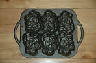 Vtg Santa Claus 6 Muffin Cookie Baking Pan Mold Cast Iron Candy Made in Taiwan