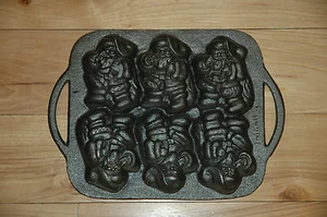 Vintage Babbo Natale 6 muffin biscotti teglia stampo ghisa caramelle made in Taiwan - Foto 1 di 5
