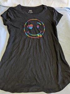 Justice girls sz. 16 black rainbow emoji short sleeved tee. Cute, fun cut. - Picture 1 of 7