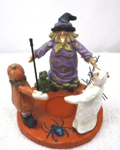 Candelabro círculo Halloween bruja, fantasma, hombre calabaza, araña, rana y calabaza - Imagen 1 de 4