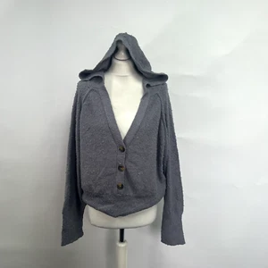 Free People Found My Friend Hooded Jumper. Grey/Blue. XS. Brand new. - Picture 1 of 7