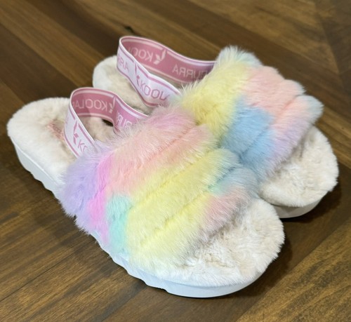 Sandali Koolaburra by UGG Fuzz’n II pastello pelliccia sintetica slingback slip on taglia 9 usati in ottime condizioni