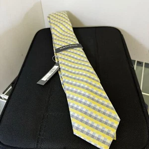NEW NWT Stylish Madison Mens Yellow & Light Blue Silk Tie - MSRP $42 - Picture 1 of 5