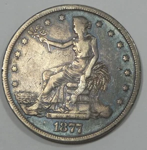 Dólar comercial 1877 dólar de plata fino ~ tono genial - Imagen 1 de 4