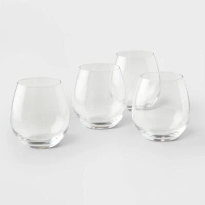 Threshold Signature Crystal Red Wine Glasses Set of 4 Stemless Glasses 19.2oz