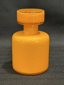 MCM 1960s Luciano Vistosi Murano Cased Glass Bottle W/ Stopper Orange 5” Italy - Picture 1 of 9