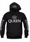King And Queen Printed Hooded Couple Sweatshirts Pullover Kangaroo Pocket Design