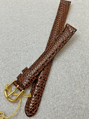DeBeer PARIS 10 Brown Lizard Leather Women Dress Watch Strap Thin Shiny Handmade - Image 1 of 4