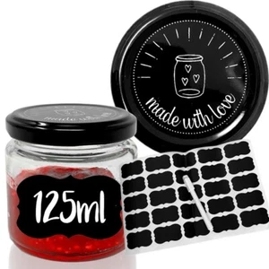 25x 125ml frascos de mermelada pequeños vasos de almacenamiento vasos de almacenamiento hechos con amor - Imagen 1 de 2