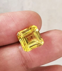 9.91 Ct Flawless AAA Square Cut Ceylon Yellow Sapphire Lab Grown Loose Gemstone - Picture 1 of 8