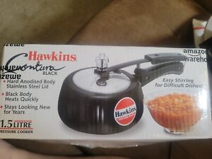 Hawkins CB15 Hard Anodised Pressure Cooker 1.5 Liter Aluminum Contura Black