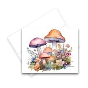 12 All Occasion Greeting Cards Blank w/ Envelopes - Watercolor Mushroom Cards - Picture 1 of 2