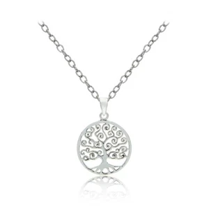 Sterling Silber Halskette Lebensbaum poliert - Bild 1 von 3