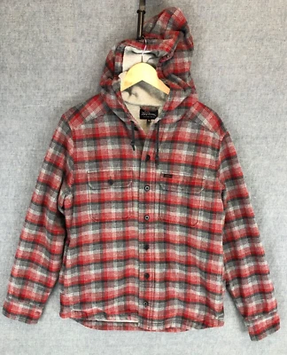 L L Bean Hoodie Men's M Medium Thermal Lined Plaid Elbow Patch Button Up Outdoor - Изображение 1 из 4