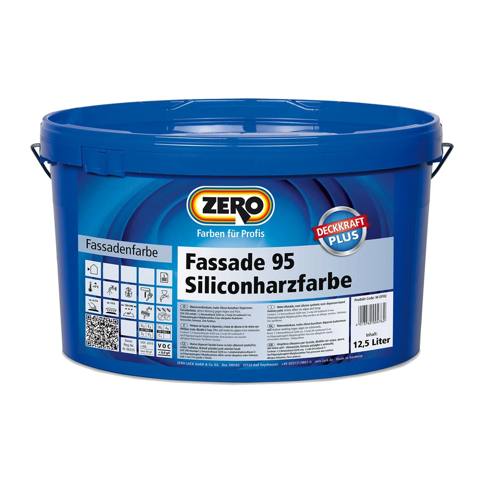 Zero Fassade 95 Siliconharzfarbe - Weiß, 12,5L Eimer