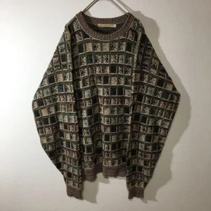 Vintage 90s LongSleeve Sweater  Multicolor used in JAPAN Size L - Picture 1 of 15