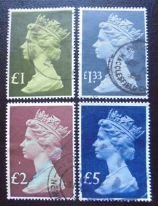 1977 - 1984, Machin, 4 High Values, Tall Heads, SG1026 - SG1028, £1 - £5, Used - Picture 1 of 3