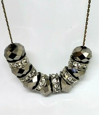 Colar Rondelles de contas de hematita facetadas e strass New York & Company  - Imagem 1 de 4