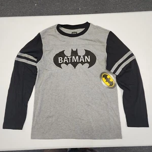 Neu Jungen 2XL 18 Batman T-Shirt grau schwarz Langarm DC Comics - Bild 1 von 4