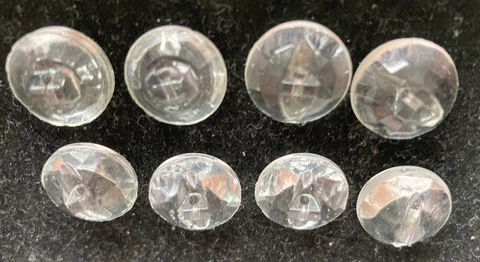 Set of 8 Vintage Clear Glass With Facetted Design Buttons #311 Cover