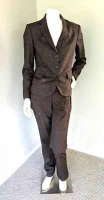 Traje (pantalones) United Colors of Benetton marrón jaspeado de lana y seda Foto 1 de 4