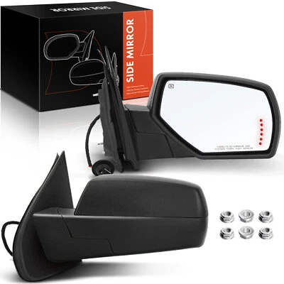 Espejo retrovisor de remolque eléctrico térmico negro texturizado L&R 2 piezas para Chevy Silverado 1500 GMC Foto 1 de 4