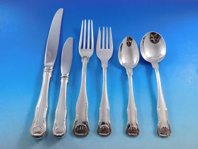 King by Kirk Stieff Sterling Silver Flatware Set Service 76 Pieces Shell Motif Foto 1 de 4