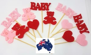 12x Baby Girl Boy Shower Baptism Cupcake Jelly Cup Toppers Fruit pick Cute Deco - Bild 1 von 8