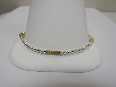 Brazalete de cadena bola icono caviar de plata esterlina de 18 quilates de diseñador LAGOS Foto 1 de 4