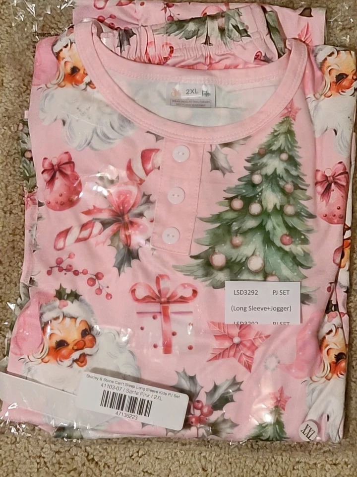 Brand new girl's Shirley and Stone pink Christmas Pajamas  - Image 1 of 1