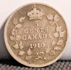 1910 Canada 5 Cents Silver  500 - Picture 1 of 2