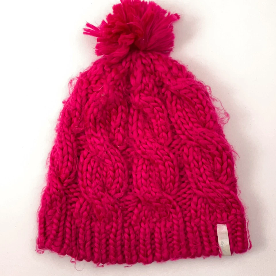 Sombrero Pom Pom de Invierno Acrílico Tejido con Cable Rosa Caliente Carbón Foto 1 de 4