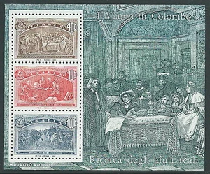 1992 ITALIA FOGLIETTO COLOMBO 400+700+1000 LIRE MNH ** - B4 - Picture 1 of 1