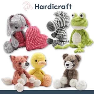 Hardicraft Häkel-Set Tiere Amigurumi Hase Zebra Fuchs Katze Ente Frosch 6 Sets - Picture 1 of 14