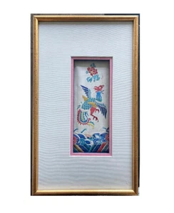 Framed Antique Embroidery Chinese Textile Qing Dynasty Provenance - Picture 1 of 9