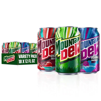 18-Pack Mountain Dew Code Red & Voltage 3-Flavor Core Variety Pack 12 Fl Oz Cans Foto 1 de 4