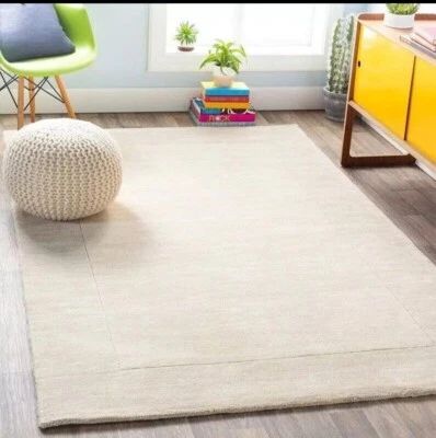 THICK PLAIN MODERN HAND-TUFTED CARPET AREA RUG FOR ANY ROOM 100% WOOL - Image 1 of 4