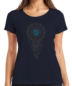 T-shirt donna rune vichinghe bussola vegvisir lupo valknut nodo nordico - Foto 1 di 15
