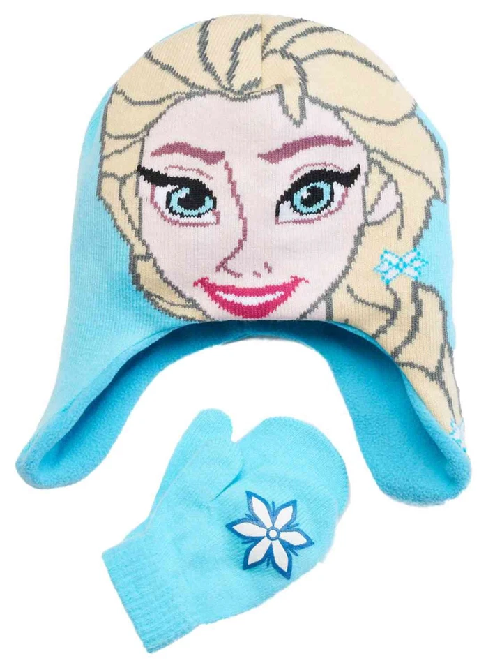 Disney Frozen Elsa Toddler Girl's Hat & Mitten Set Fleece Lined