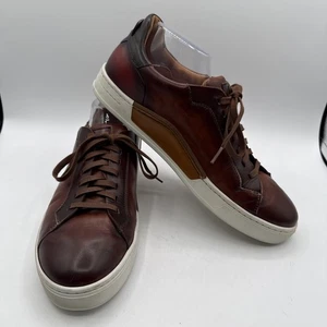 Magnanni Luxus Schuhe Herren Größe 11 Braun Leder Niedrig Turnschuhe Freizeit - Bild 1 von 18