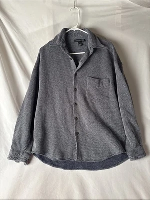 Vtg 80s 90s Textured Blue Shacket L Large Structure Textured Blue Shirt Jacket - Image 1 of 4