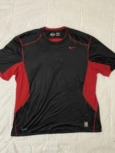 Nike Pro Combat Dri Fit Fitted Herren XXL Schwarz Rot Shirt Belüftet - Bild 1 von 8