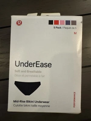 Lululemon UnderEase Mid-Rise Bikini Underwear 5 Pack, BHHP, Size M - Image 1 of 4