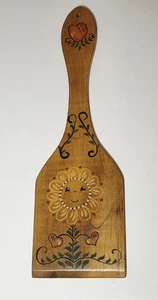 Paleta pintada a mano arte popular rural colgante de pared girasol sonriente 15"x4" de colección - Imagen 1 de 11