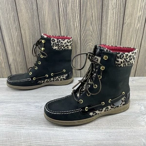 Sperry Top Sider Hikerfish Women's Boat Shoes Boots Size 9.5 M Leopard Print - Picture 1 of 19