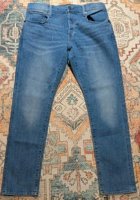 G Star Raw 3301 Slim Jeans Men's s 33x30 Slim Fit Light Wash Stretch Faded  - Image 1 of 4