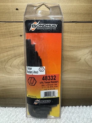 8pc. Bondhus Hex Allen Tamper Resistant L-Wrench Set 3/32”-3/8” #90013 USA MADE - Image 1 of 4