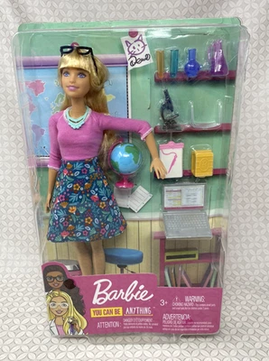 Mattel Barbie You Can Be Anything Profesor Ciencia Muñeca y Accesorios Caja Dañada Foto 1 de 4