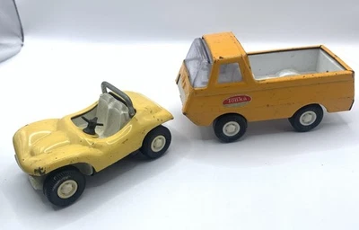 Vintage Tonka Mini Pick-Up Truck Yellow And Car – Diecast Toy 1970s–80s - Image 1 of 4