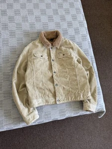 Vintage Diesel Corduroy Sherpa Trucker Denim Jacket Beige Men's Size XL Retro - Picture 1 of 10